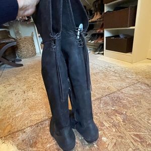 Frye Sacha Black Suede OTK Fold Down Western Boots Size 9